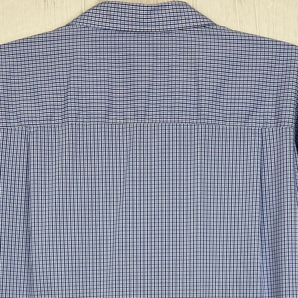 Van Heusen Traveler shirt men’s 2XLT button up long sleeve blue plaid check - Picture 7 of 8
